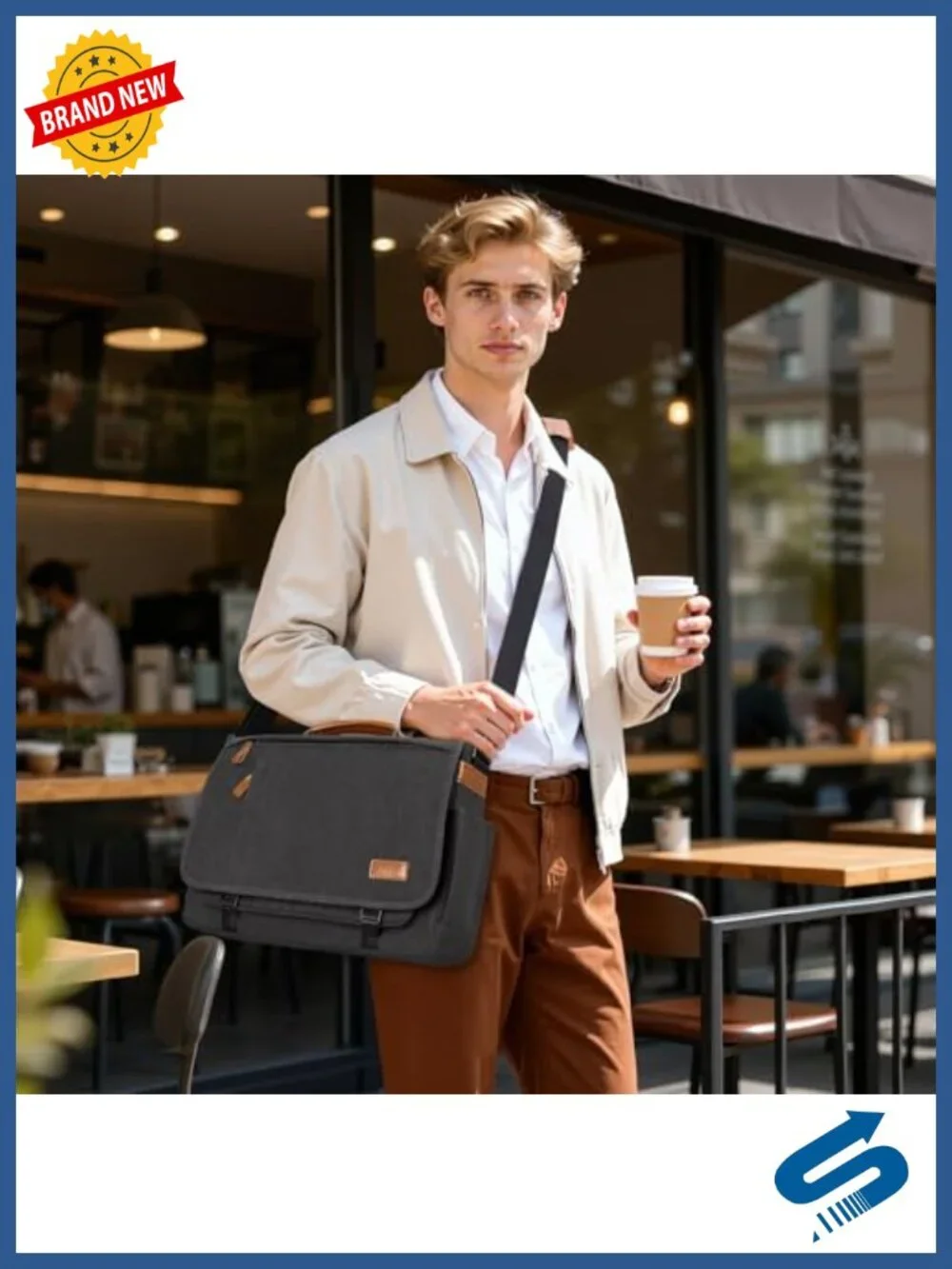 Water-Resistant Canvas Laptop Messenger Bag 17-17.3 Inch, Padded Compartment,